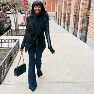 Gareth Pugh Leather and wool coat